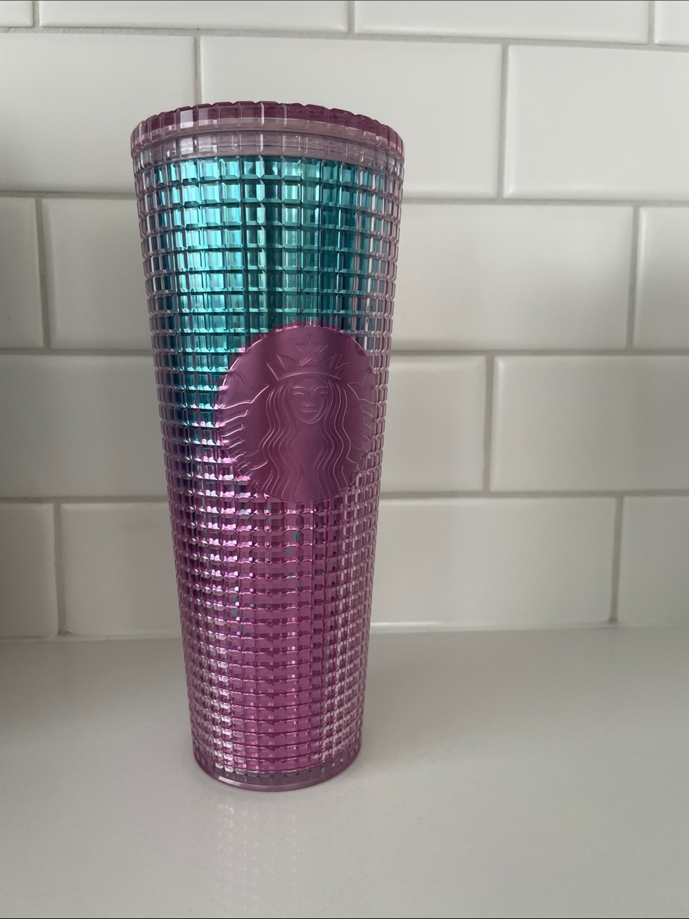 Starbucks Summer 2021 Pink and Blue Grid Kaleidoscope Venti Tumbler